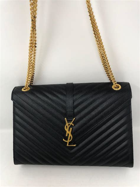 black ysl bag with gold chain|YSL black handbag gold chain.